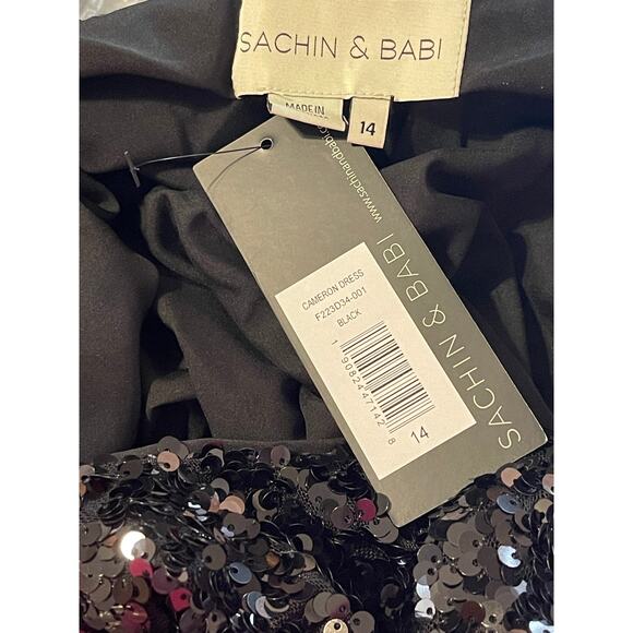 Sachin + Babi  Size 14 NEW Womens Black Cameron Sequin Low Back Mini Dress NWT - Picture 10 of 10